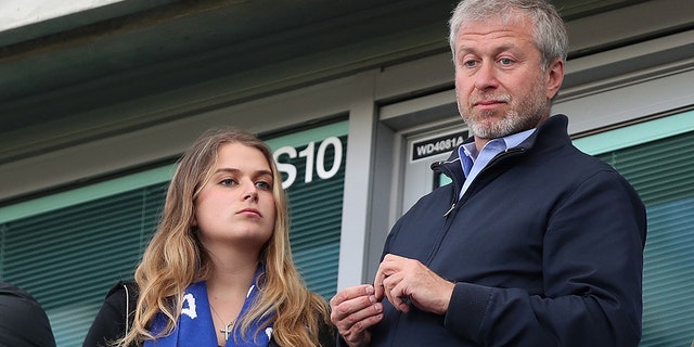 Chelsea owner Roman Abramovich with his daughter Sofia Abramovich in the stands.