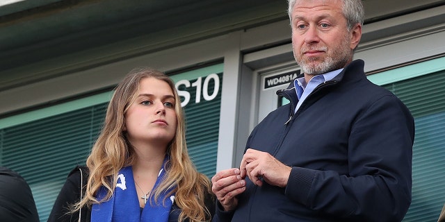 Chelsea owner Roman Abramovich with his daughter Sofia Abramovich in the stands.