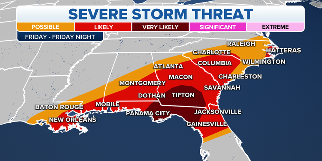 Southeast severe storm threat