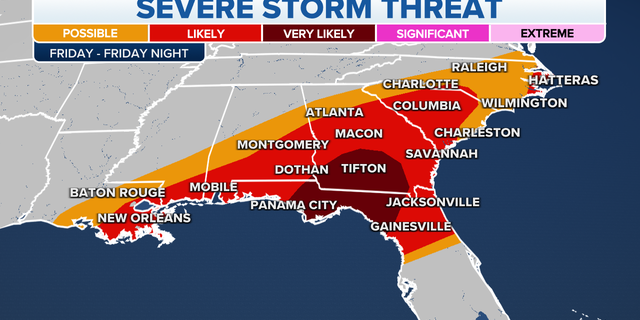 Southeast severe storm threat