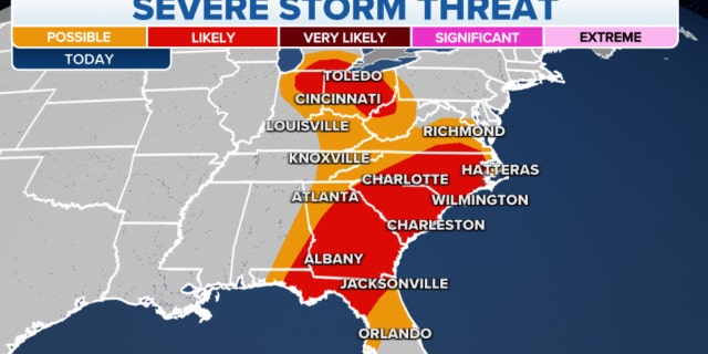 Southeast severe storm threat