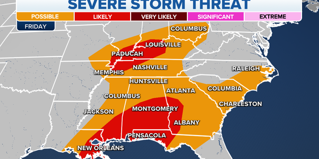 Southeast severe storm threat