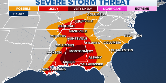 Southeast severe storm threat