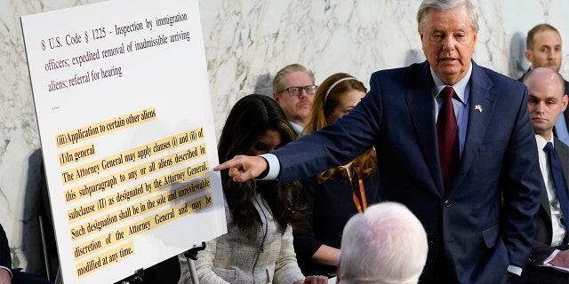 Sen. Lindsey Graham, R-S.C., speaks during the confirmation hearing of Supreme Court nominee Judge Ketanji Brown Jackson before the Senate Judiciary Committee on Capitol Hill in Washington, Wednesday, March 23, 2022.