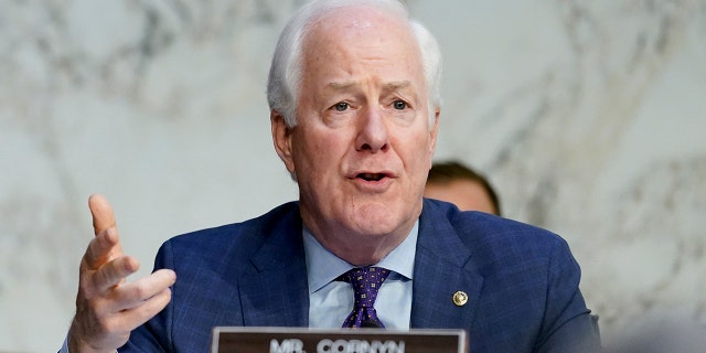 Sen. John Cornyn, R-Texas, questions Supreme Court nominee Ketanji Brown Jackson during a Senate Judiciary Committee confirmation hearing on Capitol Hill in Washington, Tuesday, March 22, 2022.