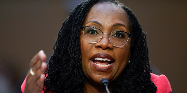 Supreme Court nominee Ketanji Brown Jackson testifies during her Senate Judiciary Committee confirmation hearing on Capitol Hill, March 22, 2022.