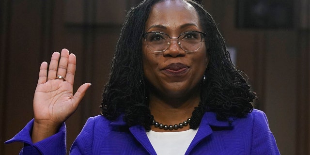 Supreme Court nominee Judge Ketanji Brown Jackson is sworn in for her confirmation hearing before the Senate Judiciary Committee Monday, March 21, 2022, on Capitol Hill in Washington. (AP Photo/Jacquelyn Martin)