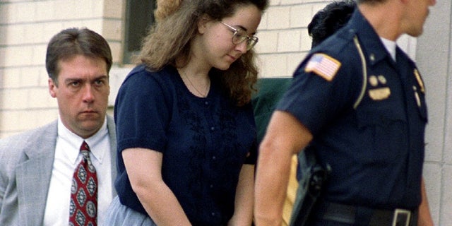 Convicted murderer Susan Smith arrives at Union County Courthouse during the penalty phase of her trial after being convicted of killing her two sons. A family member told People that she has been writing romantic letters to a boyfriend from prison, where she's serving a life sentence.