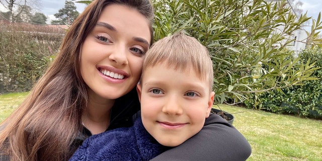 Veronika Didusenko and her 7-year-old son, Alex.\