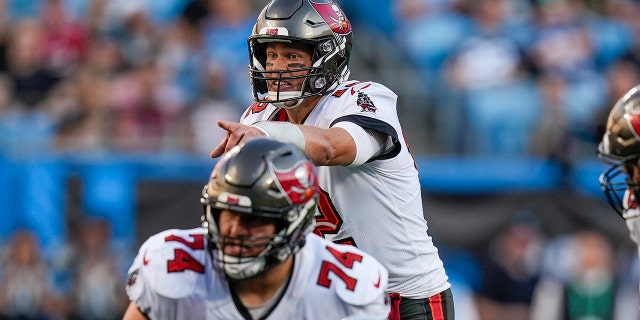 Tampa Bay Buccaneers quarterback Tom Brady during the second half against the Carolina Panthers on Dec. 26, 2021 at Bank of America Stadium in Charlotte, North Carolina.