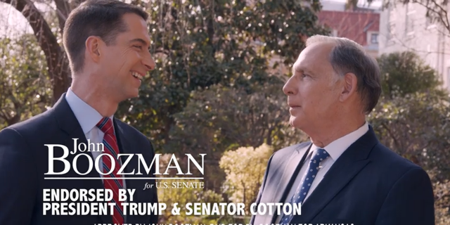 Sen. Tom Cotton stars in fellow Arkansas Republican Sen. John Boozman's latest reelection campaign commercial
