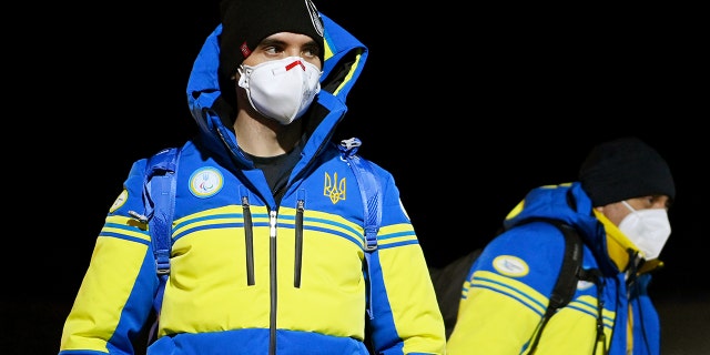 Members of Team Ukraine arrive at the Zhangjiakou Athletes Village on March 02, 2022 in Zhangjiakou, China.