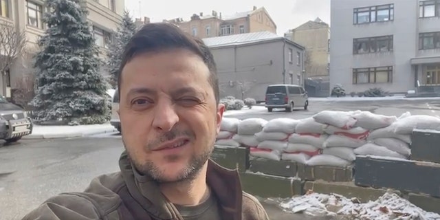 In this March 8, 2022, image from video provided by the Ukrainian Presidential Press Office and posted on Instagram, Ukrainian President Volodymyr Zelenskyy speaks in Kyiv, Ukraine.