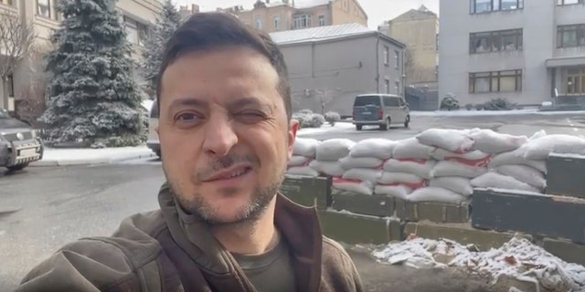 In this March 8, 2022, image from video provided by the Ukrainian Presidential Press Office and posted on Instagram, Ukrainian President Volodymyr Zelenskyy speaks in Kyiv, Ukraine.