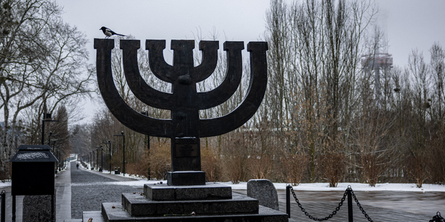 View of the Babi Yar Holocaust Memorial Center in Kyiv on March 2, 2022.