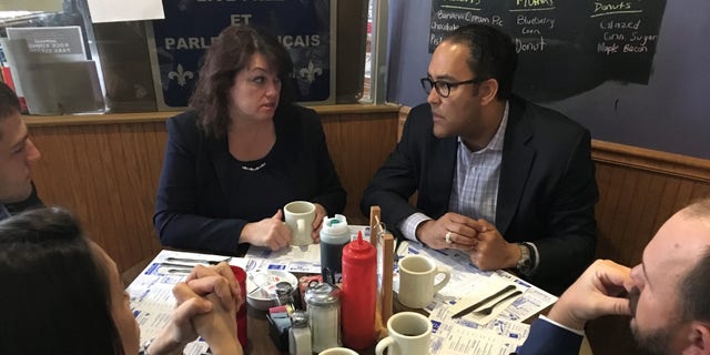 Rep. Will Hurd of Texas met with local Republicans in New Hampshire as he campaigned during the 2020 cycle for fellow party members May 3, 2019, in Manchester, N.H.