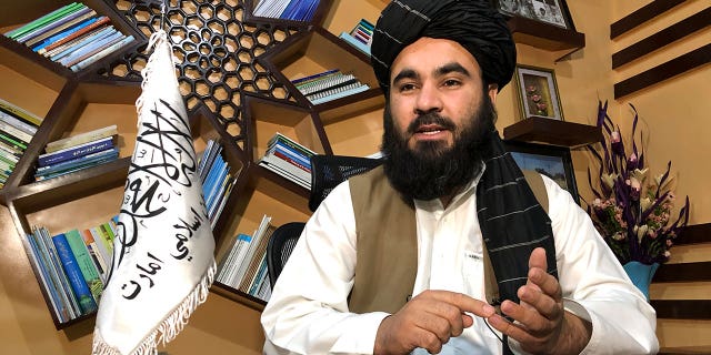 Education Ministry spokesman Mawlvi Aziz Ahmad Rayan speaks during an interview in Kabul, Afghanistan, March 23, 2022.
