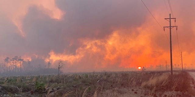 The Bertha Swamp Road fire has burned at least 12,000 acres so far, officials said Monday.