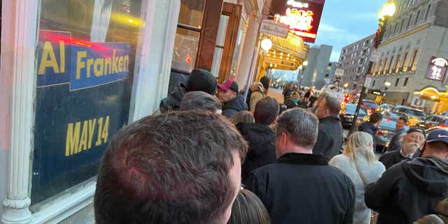 Crowd gathers outside the Chris Rock Show in Boston, MA.