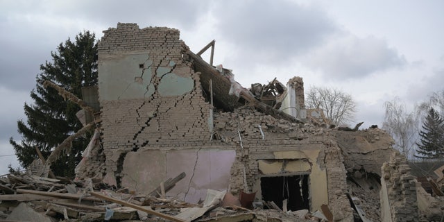 A cultural and community centre, which locals said was destroyed by recent shelling, as Russia's invasion of Ukraine continues, in the settlement of Byshiv in the Kyiv region, Ukraine March 4, 2022.