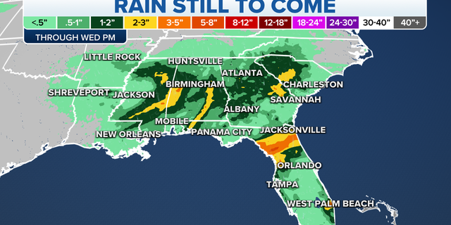 Southeast rain forecast