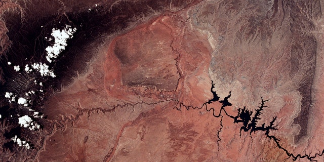 A vertical view of the Arizona-Utah border area showing the Colorado River and Grand Canyon photographed from the Skylab 1/2 space station in Earth orbit. (Photo by: HUM Images/Universal Images Group via Getty Images)