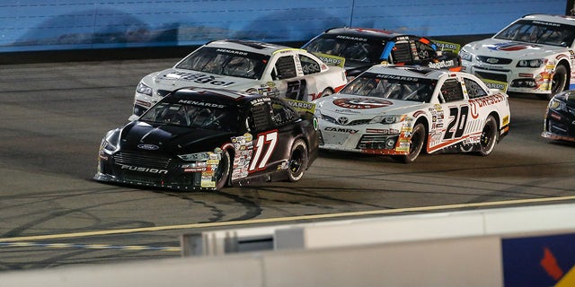 Taylor Gray, driver of the No. 17 Ford Performance Ford, leads during a restart during the ARCA Menards Series General Tire 150 March 11, 2022, at Phoenix Raceway in Avondale, Arizona. 