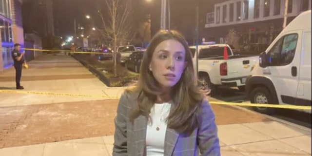 Advisory Neighborhood Commissioner Sabel Harris speaks to Fox News Digital after a shooting incident in Washington, D.C., Residents reported hearing close to 20 shots fired Tuesday night, police said. (Matthew Wall, Fox News)