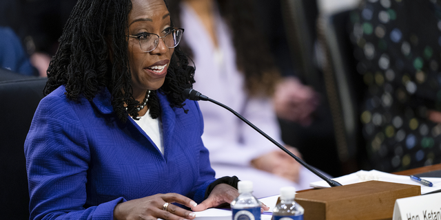 Supreme Court nominee Ketanji Brown Jackson speaks during her confirmation hearing before the Senate Judiciary Committee.