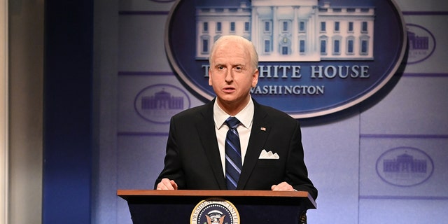 "Saturday Night Live" cast member James Austin Johnson portrays President Biden, Jan. 15, 2022.