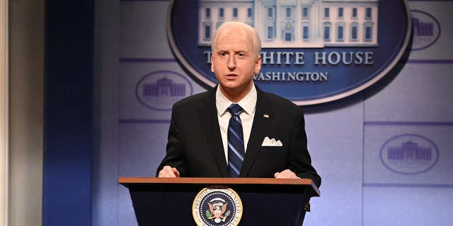 "Saturday Night Live" cast member James Austin Johnson portrays President Biden, Jan. 15, 2022.