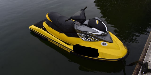 The yellow jet ski that Drew Morgan and Hannah Ayers fell off of, nearly drowning before a Good Samaritan rescued them.