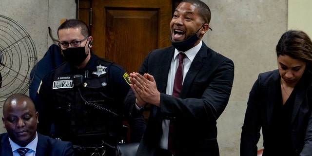 Actor Jussie Smollett speaks to Judge James Linn after his sentence is read on March 10, 2022.