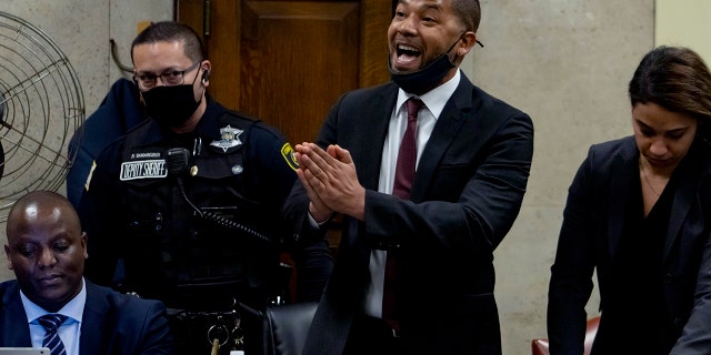 Actor Jussie Smollett speaks to Judge James Linn after his sentence is read on March 10, 2022.