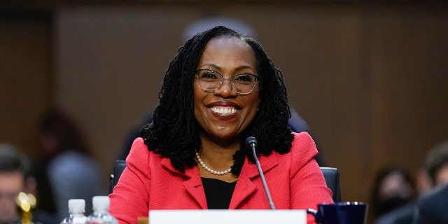 Supreme Court nominee Ketanji Brown Jackson arrives for her Senate Judiciary Committee confirmation hearing on Capitol Hill in Washington, Tuesday, March 22, 2022.