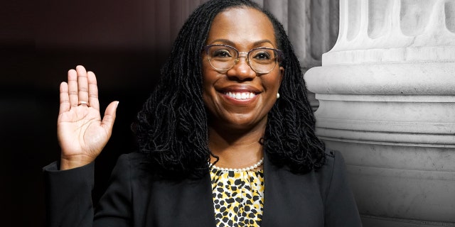 WASHINGTON, DC - APRIL 28: Ketanji Brown Jackson, nominated to be a U.S. Circuit Judge for the District of Columbia Circuit, is sworn in to testify before a Senate Judiciary Committee hearing on pending judicial nominations on Capitol Hill, April 28, 2021 in Washington, DC. The committee is holding the hearing on pending judicial nominations.
