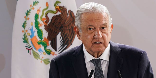 FILE - Mexican President Andres Manuel Lopez Obrador speaks during a ceremony to commemorate in Mexico City's main square the Zocalo, Aug. 13, 2021. President Lopez Obrador said Wednesday, Feb. 16, 2022, that high profile journalists like Jorge Ramos of Univision and Carmen Aristigui, one of Mexico´s most recognized journalists, should make the information of their salaries available to the public. (AP Photo/Eduardo Verdugo, File)
