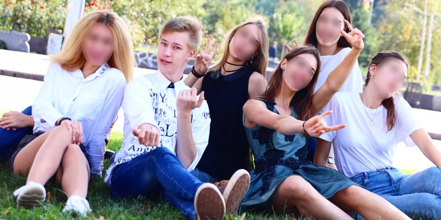 Matthew Frantsuzhan is shown with a group of schoolmates from Ukraine. He told Fox News Digital that many of his friends have left his home country ever since Russia invaded Ukraine.