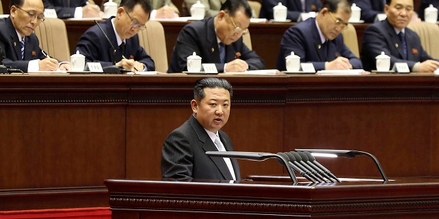 North Korea fires suspected long-range missile out to sea 2 FILE - In this photo provided by the North Korean government, North Korean leader Kim Jong Un, bottom, attends a meeting of the Workers' Party of Korea in Pyongyang, North Korea, February 28, 2022.