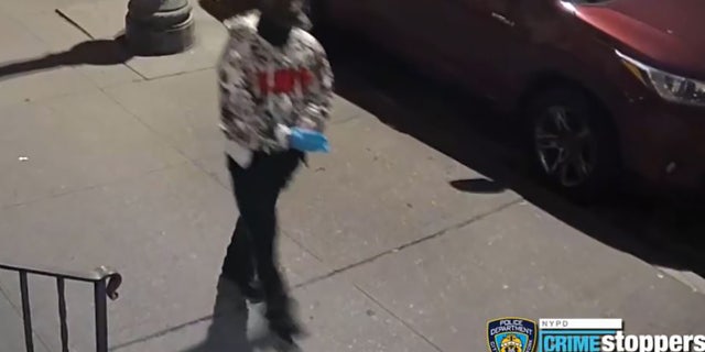 The unidentified male suspect was seen on surveillance video as he appeared to remove a blue surgical glove following the attack, according to investigators.