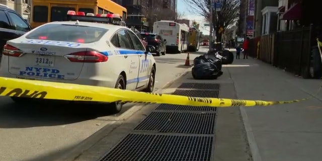 Photo from FOX 5 NY WNYW shows a police vehicle and an unrelated crime scene in New York City earlier this week.