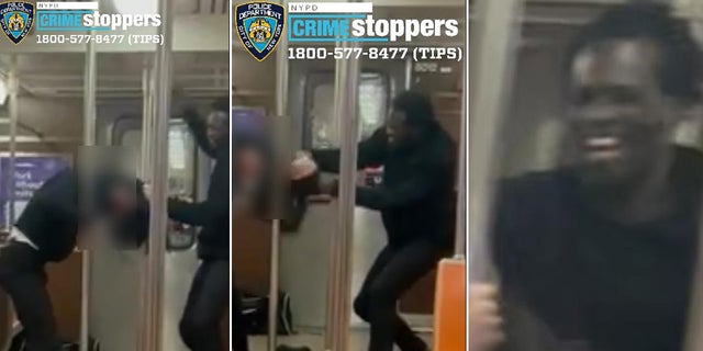 Police are searching for an unidentified man seen on video assaulting another man aboard a subway train earlier this month.