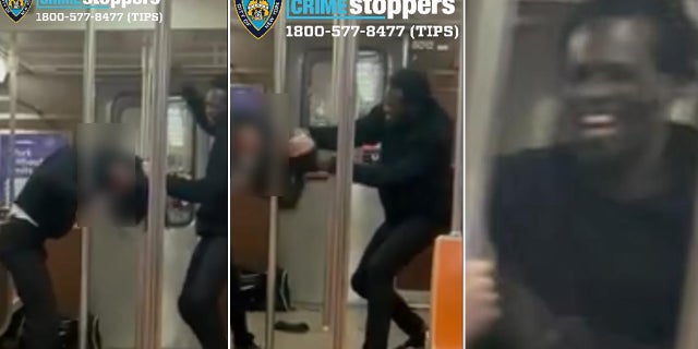 Police are searching for an unidentified man seen on video assaulting another man aboard a subway train earlier this month.