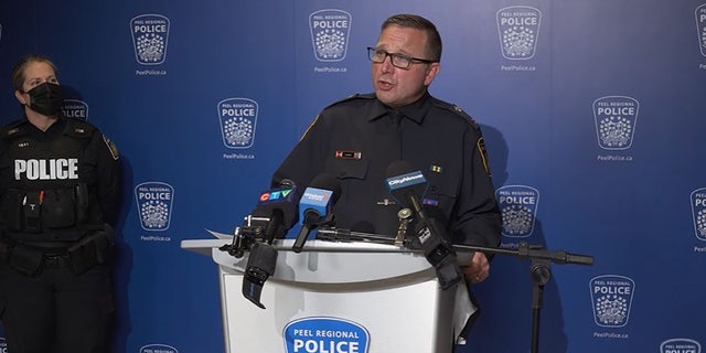 Superintendent Rob Higgs, Commander of 12 Division Peel Regional Police, provides an update Saturday following an attack at a local Mississauga Mosque. 