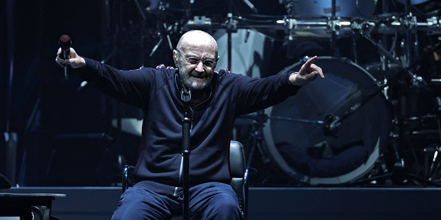Phil Collins from Genesis performs at U Arena on March 17, 2022, in Nanterre, France.