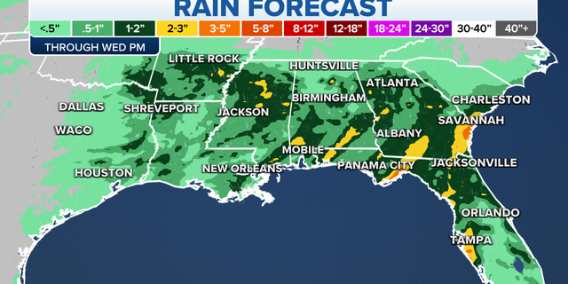 Expected rainfall totals in the coming days.