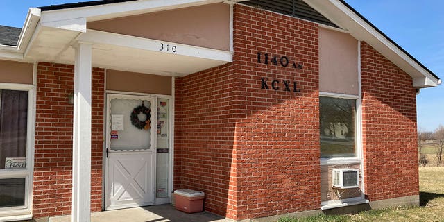 The small radio company KCXL in Liberty, Mo., is shown on March 17, 2022. The suburban Kansas City radio station, owned by Peter Schartel, is facing criticism for airing Russian state-sponsored programming in the midst of the Ukrainian war. 