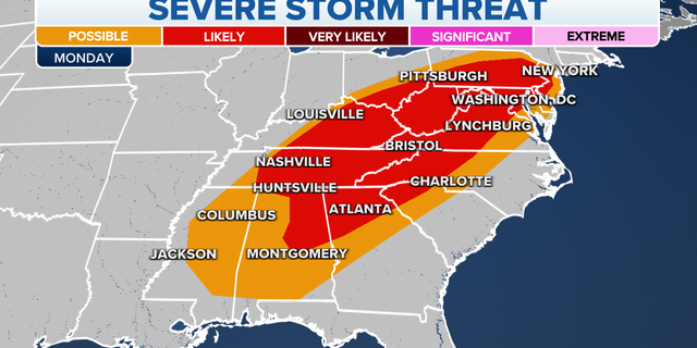 The severe storm threat for Monday.