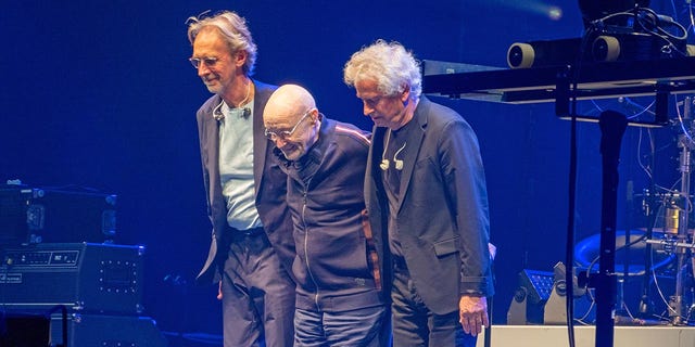 Phil Collins appeared on stage at the O2 in London on March 24, 2022, as he plays his last ever concerts with rock band Genesis this week.