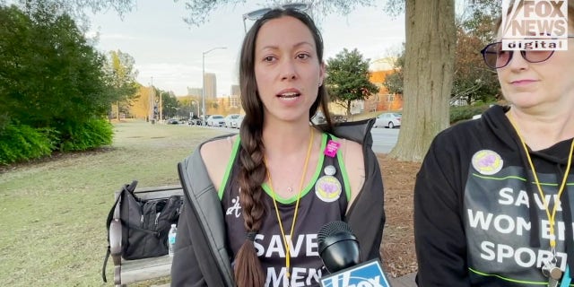 Feminists protest transgender woman Lia Thomas of the University of Pennsylvania's participation in the NCAA Division I swimming and diving championships.